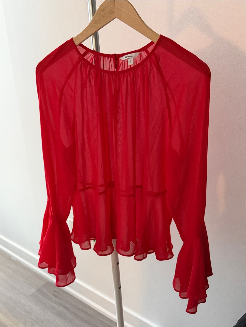 Reitmans Bright Red Ruffled-Sleeve Blouse